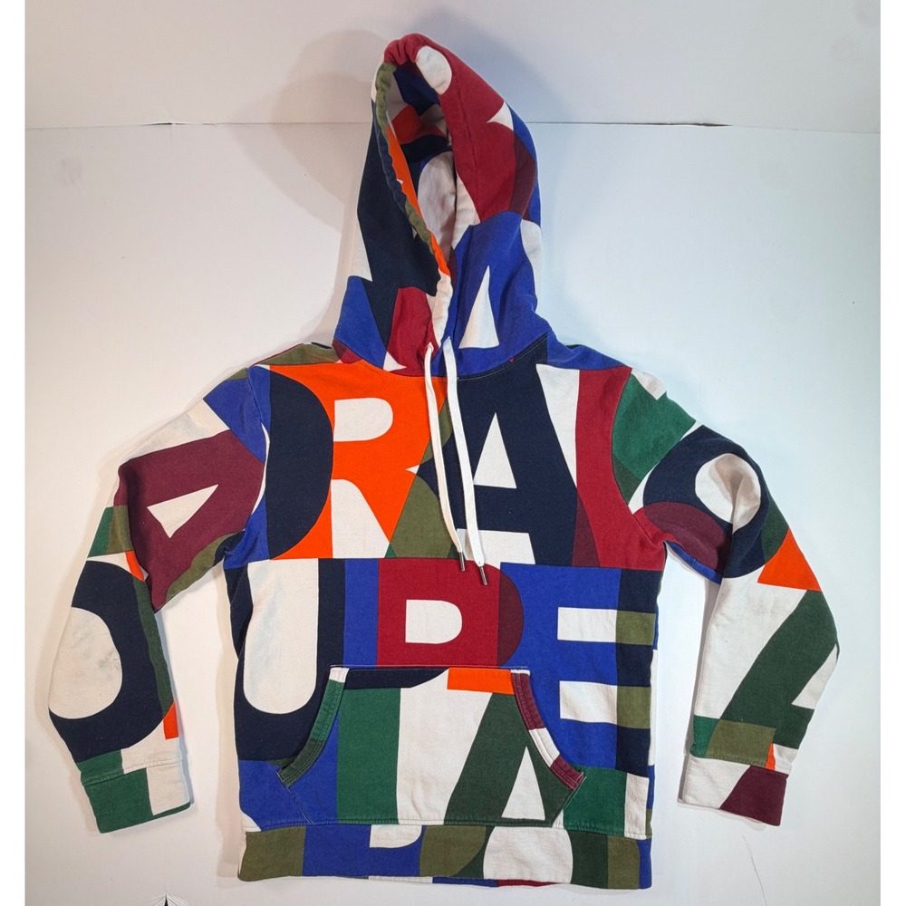 Polo Ralph Lauren Mens Small Multicolor Block Letter Graphic Fleece Hoodie